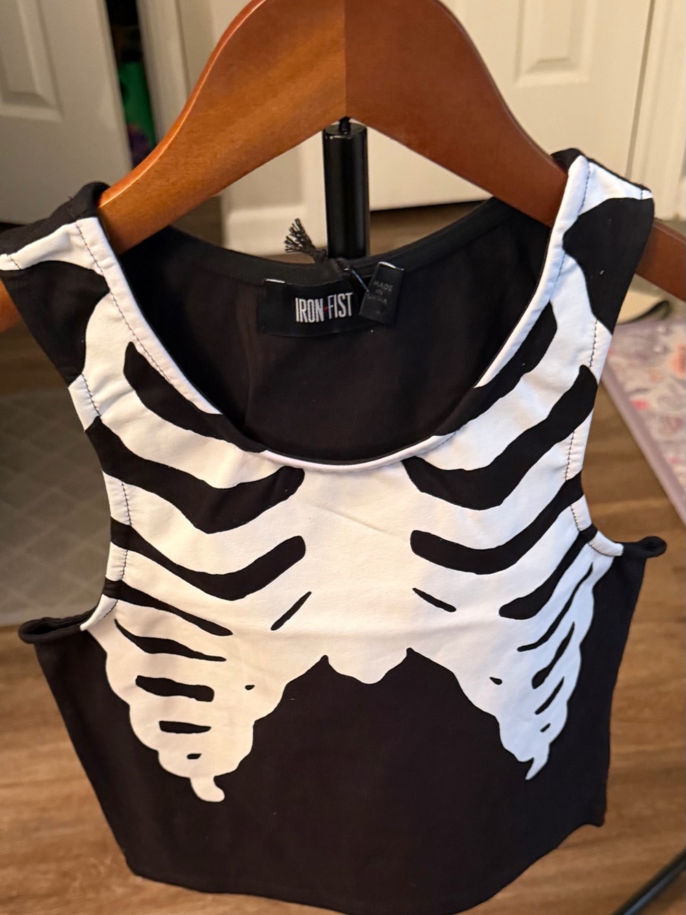 Iron Fist Black and White Rib Cage Crop Tank